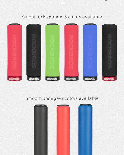 ROCKBROS Bicycle Grips MTB Silicone Sponge Handlebar Grips Anti-skid Shock-absorbing Soft Bike Grips Ultraight Cycling Handlebar
