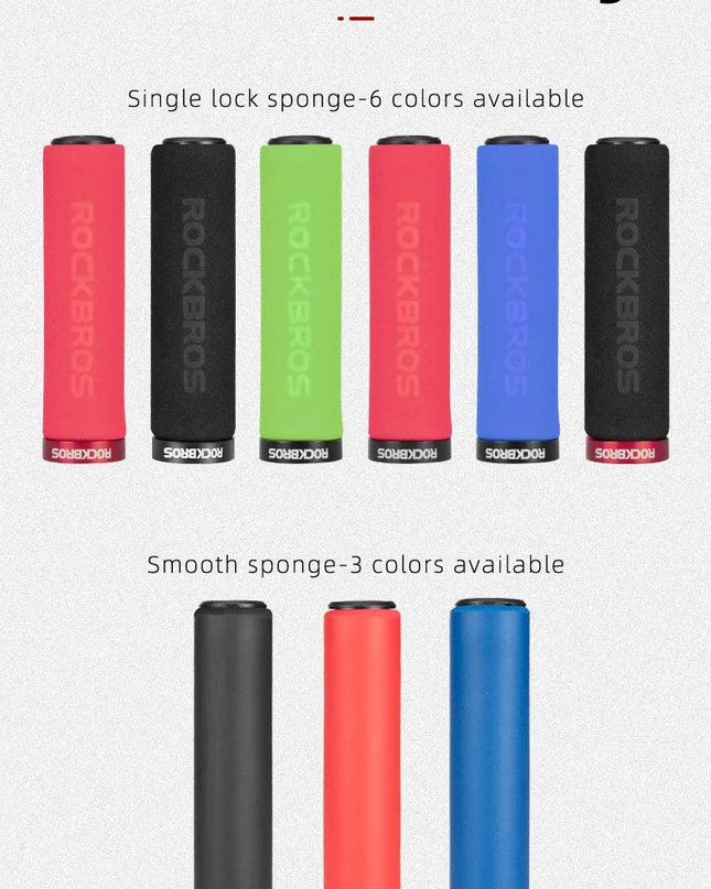 ROCKBROS Bicycle Grips MTB Silicone Sponge Handlebar Grips Anti-skid Shock-absorbing Soft Bike Grips Ultraight Cycling Handlebar