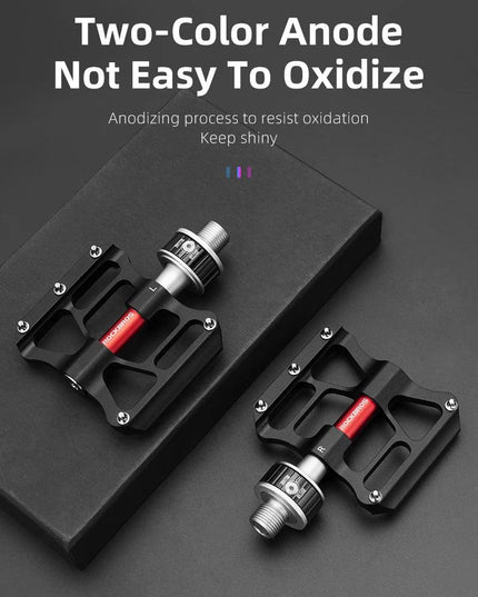 ROCKBROS Bicycle Pedales Mtb Quick Release CNC Rainproof Seal Bearing 8.2cm Widened Non-slip Chrome Molybdenum Bike Road Pedal