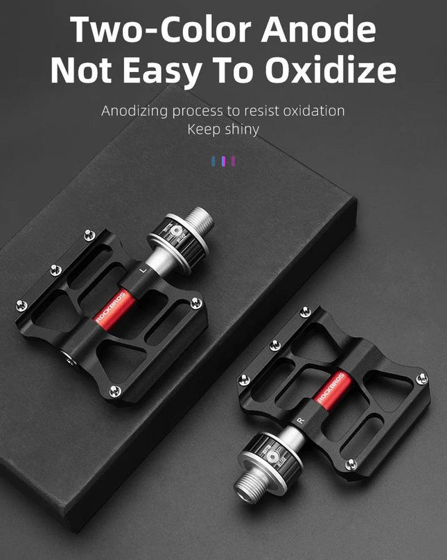 ROCKBROS Bicycle Pedales Mtb Quick Release CNC Rainproof Seal Bearing 8.2cm Widened Non-slip Chrome Molybdenum Bike Road Pedal