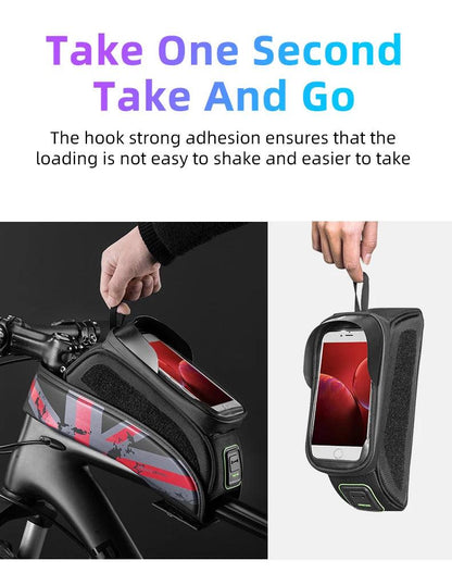 ROCKBROS Bicycle Bag MTB Road Bike Bag Rainproof Touch Screen Cycling Front Tube Frame Bag 5.8/6.0 Phone Case Bike Accessories