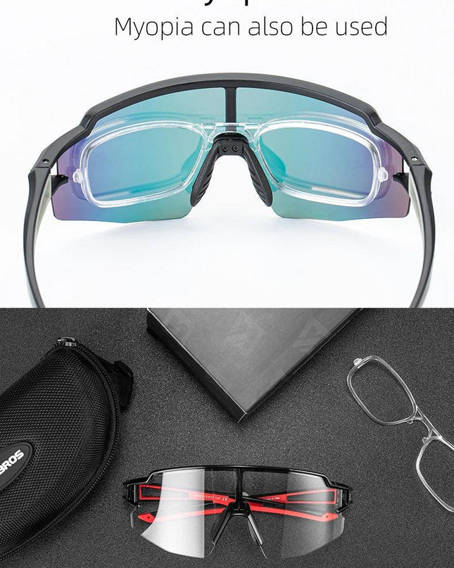 ROCKBROS Photochromic Cycling Glasses Polarized Built-in Myopia Frame Sports Sunglasses Men Women Glasses Cycling Eyewear Goggle