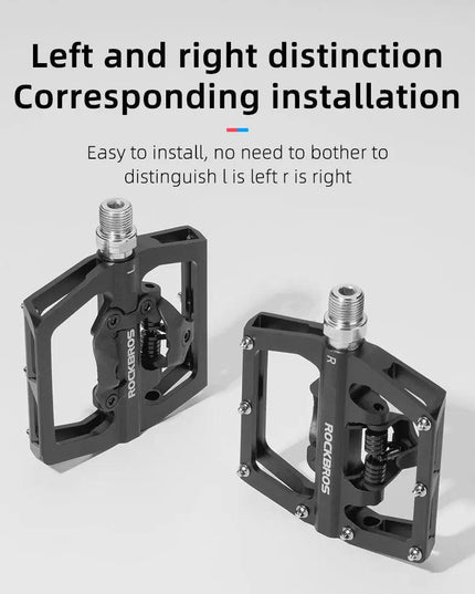 ROCKBROS 2 In 1 Bicycle Lock Pedal With Free Cleat For SPD System MTB Road Aluminum Anti-slip Sealed Bearing Lock Accessories