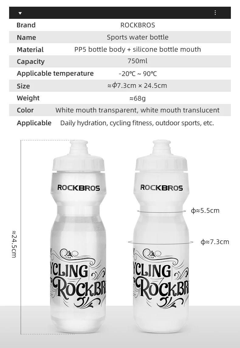 ROCKBROS Bicycle Bottle Mountain Bike Water Drink Bottle Outdoor Sports Plastic Portable Large Capacity Cycling Water Bottle