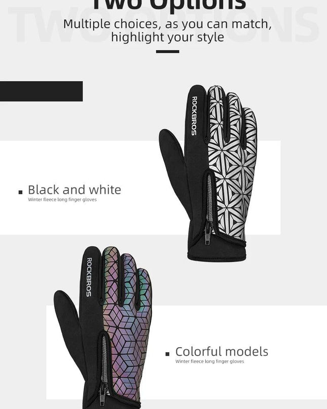 ROCKBROS Winter Bicycle Gloves Touch Screen Thermal Fleece Climbing Skiing Bike Gloves Men Women Windproof Warm Cycling Gloves
