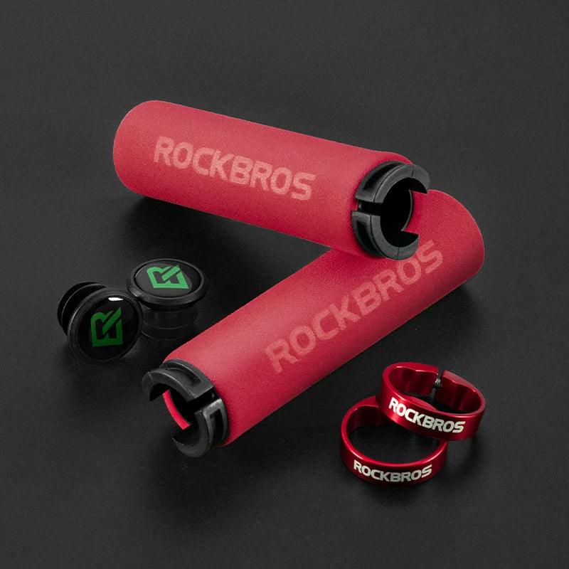 ROCKBROS Bicycle Grips MTB Silicone Sponge Handlebar Grips Anti-skid Shock-absorbing Soft Bike Grips Ultraight Cycling Handlebar