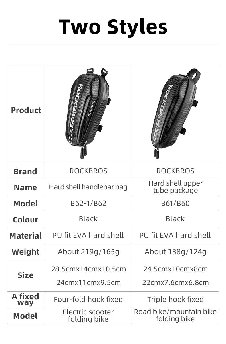 ROCKBROS Hard Shell Front Frame Scooter Hanging Bag Waterproof MTB Road Bike Folding Bag Multifunctional Electric Bicycle Bag