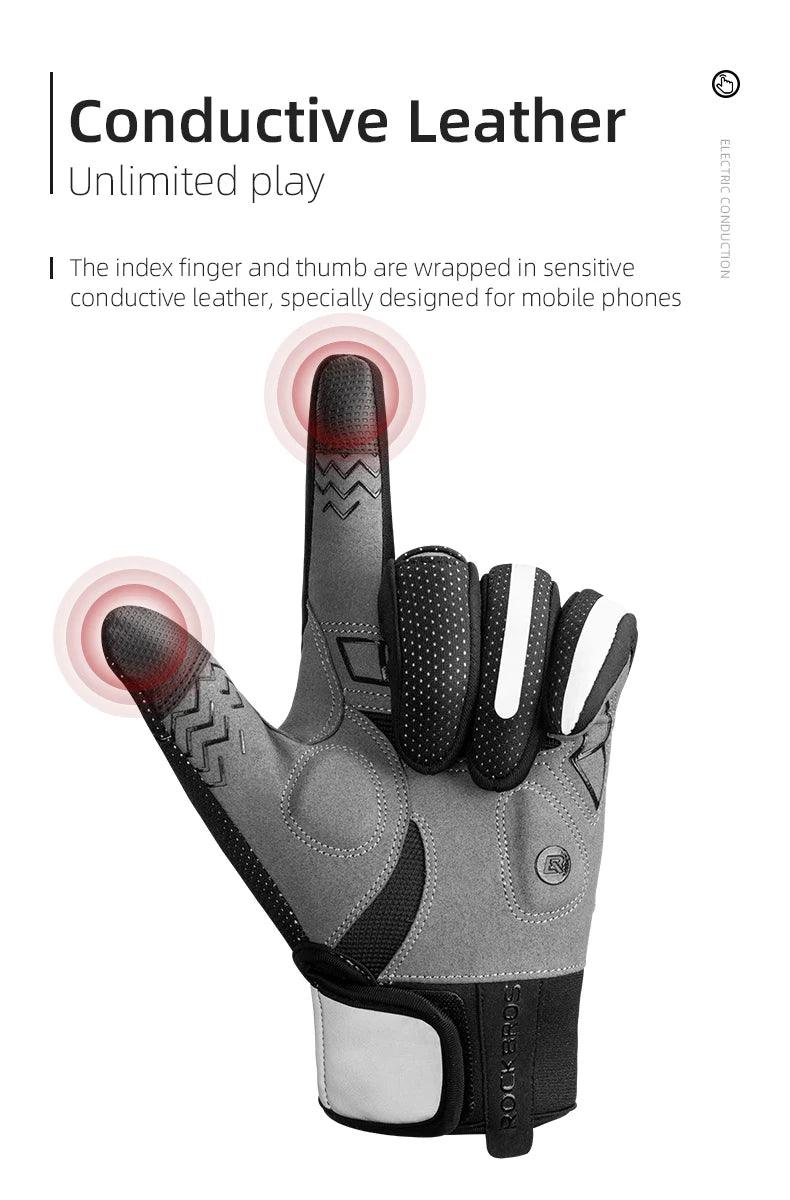 ROCKBROS Warm Bicycle Women Men's Gloves Winter SBR Touch Screen USB Heated Gloves Windproof Plam Breathable Motor E-bike Gloves