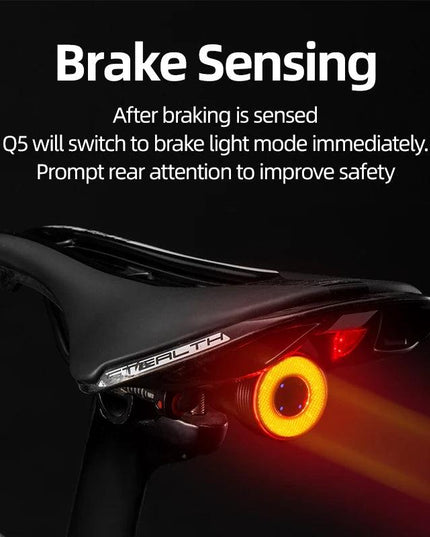 ROCKBROS Bicycle Smart Auto Brake Sensing Light IPx6 Waterproof LED Charging Cycling Taillight Bike Rear Light Accessories Q5