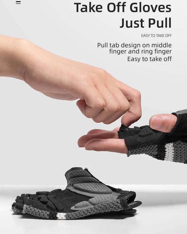 ROCKBROS Women Men's Cycling Gloves Fitness Breatahble SBR Shockproof Fingerless Gloves Moto MTB Bike Gloves Bicycle Accessories