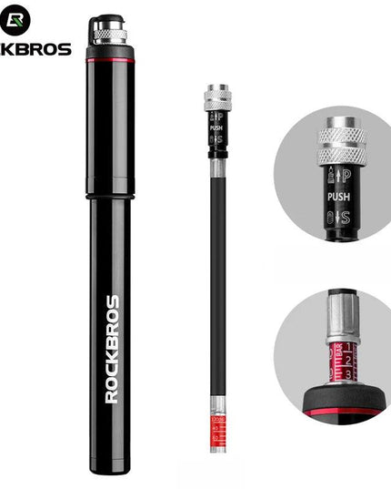 ROCKBROS Bike Bicycle Pump Aluminum Alloy 150PSI/260PSI High Pressure Mini Air Pump For Bike Cycling Tire Inflator MTB