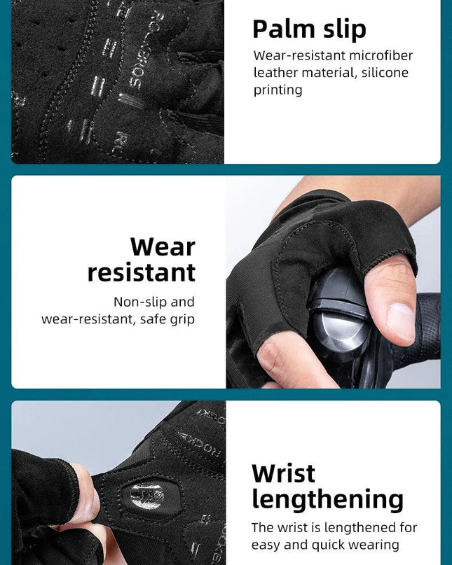 ROCKBROS Cycling Men's Gloves Breathable Shockproof Cycling Gloves Summer Fingerless Gloves MTB Mountain Bicycle Gloves Sports