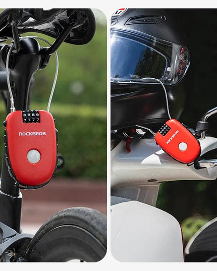 ROCKBROS Telescopic Bicycle Lock Anti-theft bike Lock Cable Helmet Lock Chain Backpack Cycling Password Lock Bike Accessories