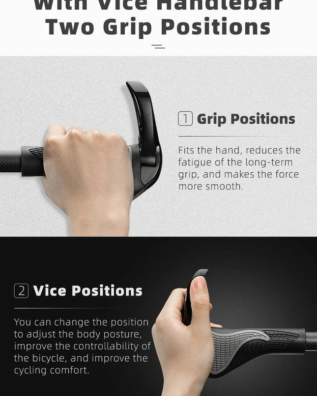 ROCKBROS MTB Bicycle Grips Horns Shofar Vice Handlebar Grips Cycling Shockproof Dust-proof Bike Grips Rubber Bilateral Locked