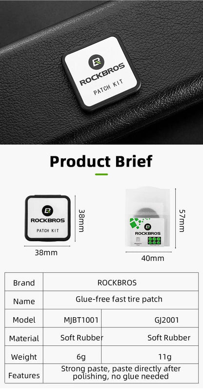 ROCKBROS No Glue Chip Bicycle Tire Repair Kit Mountain Bike Tire Repair Piece Thin Road Bike Available 1 piece Bike Accessories