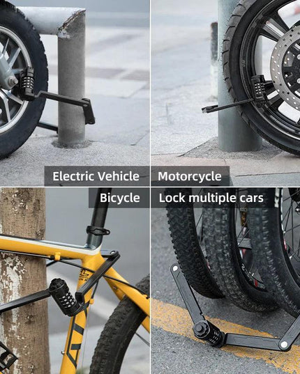 ROCKBROS Bike Lock Zinc Alloy Four-Digit Security Anti-Theft Lock Foldable Password 85CM Lock Door MotorBike Accessories