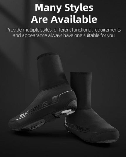 ROCKBROS Winter Waterproof Cycling Shoe Cover Reflective Thermal Elastic Rainproof Bike Shoe Cover Cycling Overshoes Boot Covers