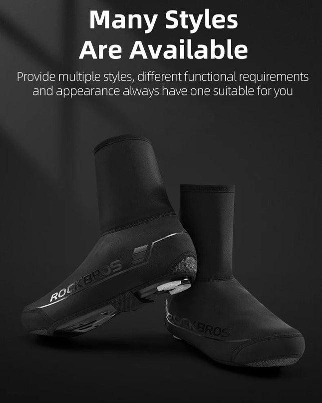 ROCKBROS Winter Waterproof Cycling Shoe Cover Reflective Thermal Elastic Rainproof Bike Shoe Cover Cycling Overshoes Boot Covers