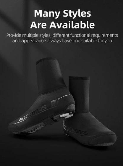 ROCKBROS Winter Waterproof Cycling Shoe Cover Reflective Thermal Elastic Rainproof Bike Shoe Cover Cycling Overshoes Boot Covers