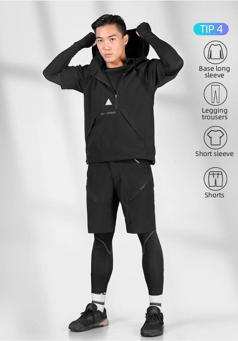 ROCKBROS Men's Tracksuit Gym Fitness Compression Sports Suit Clothes Running Jogging Sportwear Exercise Workout Tights 5 Pcs/Set