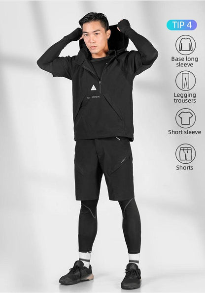 ROCKBROS Men's Tracksuit Gym Fitness Compression Sports Suit Clothes Running Jogging Sportwear Exercise Workout Tights 5 Pcs/Set