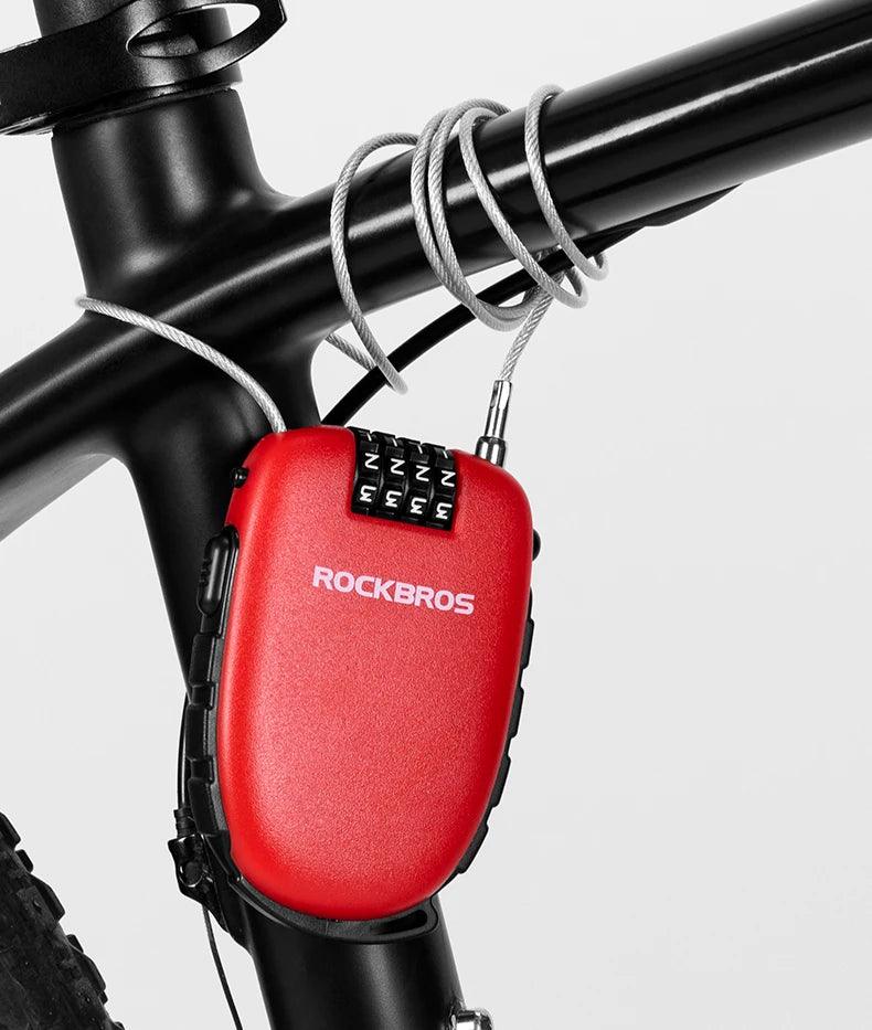 ROCKBROS Telescopic Bicycle Lock Anti-theft bike Lock Cable Helmet Lock Chain Backpack Cycling Password Lock Bike Accessories