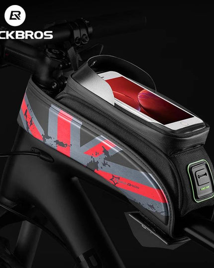 ROCKBROS Bicycle Bag MTB Road Bike Bag Rainproof Touch Screen Cycling Front Tube Frame Bag 5.8/6.0 Phone Case Bike Accessories