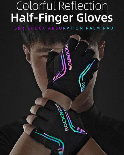 ROCKBROS MTB Road Male Cycling Gloves High Reflective Ant-slip Shockproof Fingerless Gloves For Bicycle Motorcycle Accessories
