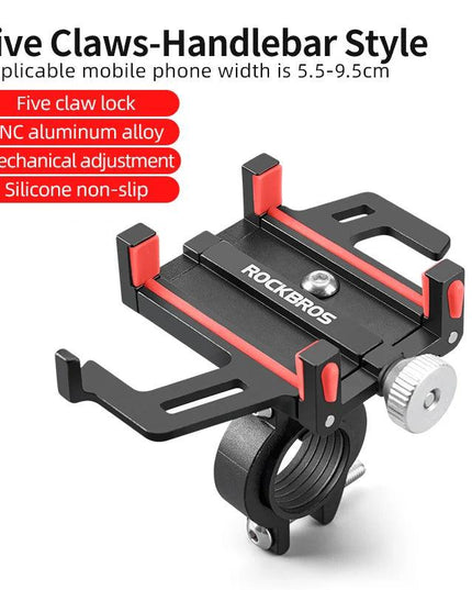 ROCKBROS Phone Holder Motorcycle Electric Bicycle Smartphone CNC Aluminum Alloy Bracket Five Claws Mechanical Bike Phone Holder
