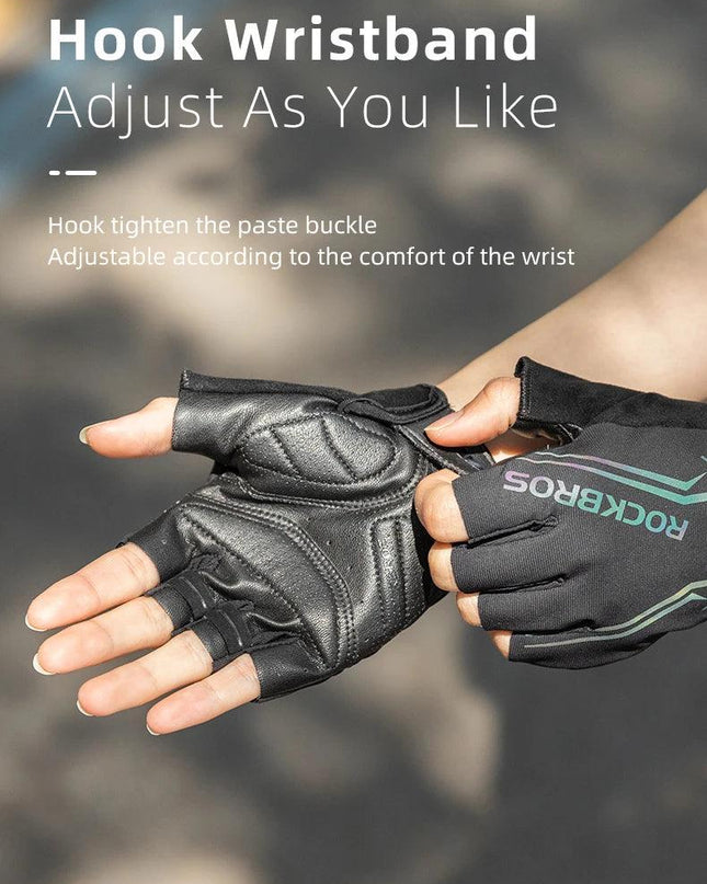 ROCKBROS MTB Road Male Cycling Gloves High Reflective Ant-slip Shockproof Fingerless Gloves For Bicycle Motorcycle Accessories