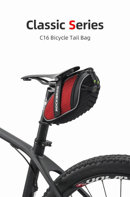 ROCKBROS Bike Bag 3D Shell Rainproof Saddle Bag Reflective Bicycle Bag Shockproof Cycling Rear Seatpost Bag MTB Bike Accessories