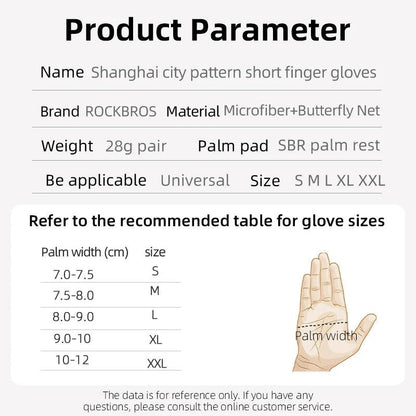 ROCKBROS Summer Cycling Half Finger Gloves Anti-slip Breathable Bicycle Gloves Men Women Anti-sweat Reflective Bike Gloves