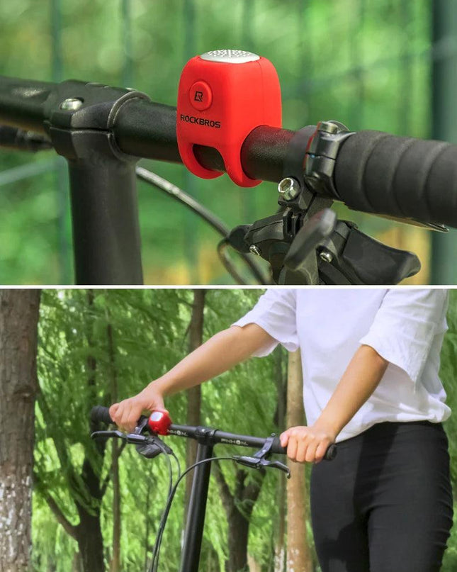 ROCKBROS Electric Cycling Bell 90 dB Horn Rainproof MTB Bicycle Handlebar Silica Gel Shell Ring Bike Bell Bicycle Accessories