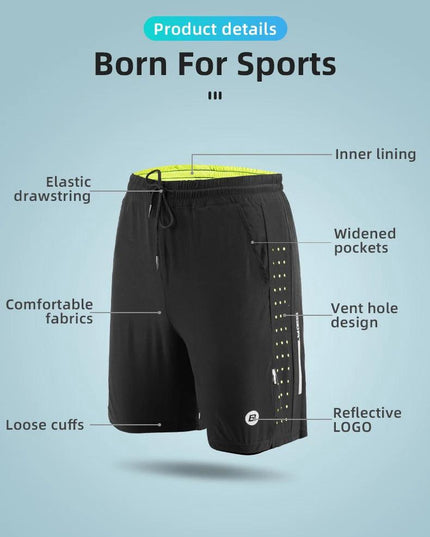 ROCKBROS Running Shorts Unisex Clothing Exercise Gym Shorts Spandex Jogging Fitness Breathable Cycling Outdoor Sports Asian Size