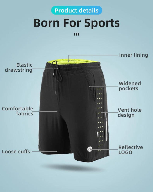 ROCKBROS Running Shorts Unisex Clothing Exercise Gym Shorts Spandex Jogging Fitness Breathable Cycling Outdoor Sports Asian Size