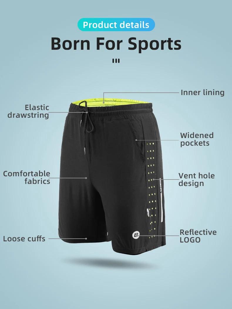 ROCKBROS Running Shorts Unisex Clothing Exercise Gym Shorts Spandex Jogging Fitness Breathable Cycling Outdoor Sports Asian Size