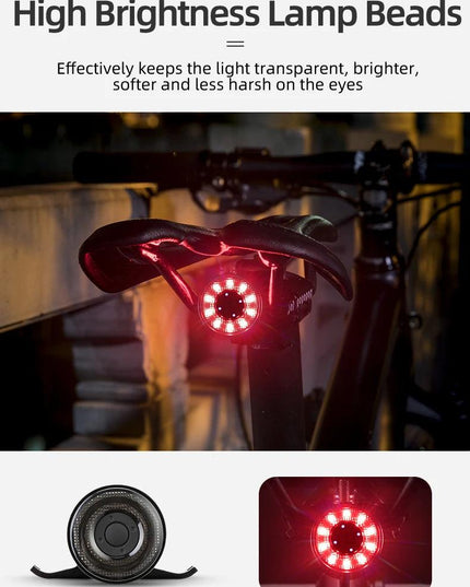 ROCKBROS Bicycle Rear Light USB Charging Safety Warning Cycling Light Colorful Bicycle Tail Light Bike Light Bike Accessories