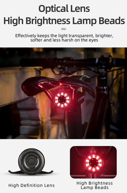 ROCKBROS Bicycle Rear Light USB Charging Safety Warning Cycling Light Colorful Bicycle Tail Light Bike Light Bike Accessories