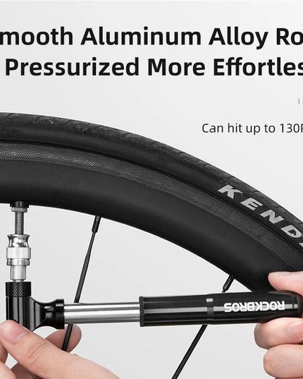 ROCKBROS Mini 130PSI Bicycle Pump Aluminum Alloy Wear-resistant Portable Drop-proof Bike Inflator For AV FV Ultralight Air Pump
