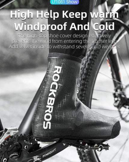 ROCKBROS Winter Waterproof Cycling Shoe Cover Reflective Thermal Elastic Rainproof Bike Shoe Cover Cycling Overshoes Boot Covers