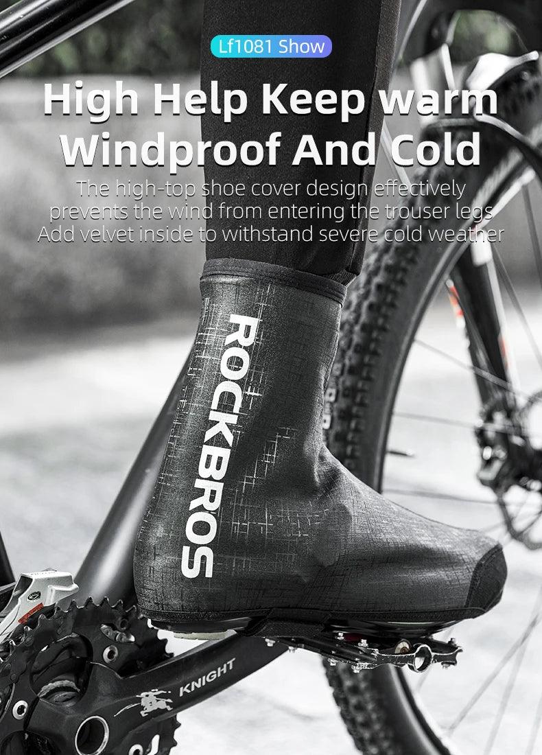 ROCKBROS Winter Waterproof Cycling Shoe Cover Reflective Thermal Elastic Rainproof Bike Shoe Cover Cycling Overshoes Boot Covers