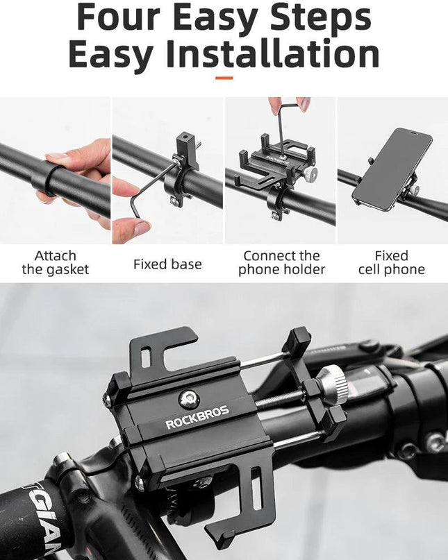ROCKBROS Phone Holder Motorcycle Electric Bicycle Smartphone CNC Aluminum Alloy Bracket Five Claws Mechanical Bike Phone Holder