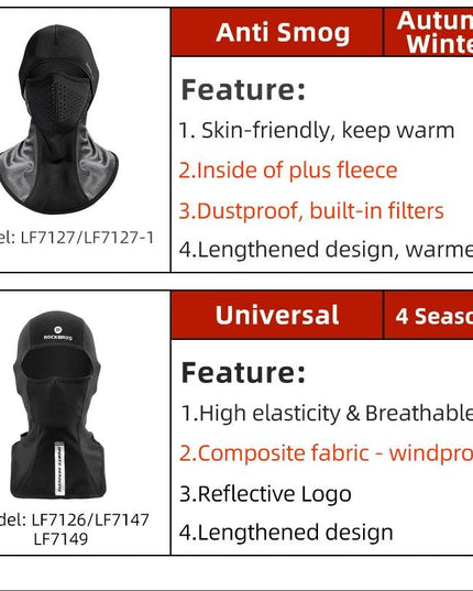 ROCKBROS Winter Cycling Mask Fleece Thermal Keep Warm Windproof Cycling Face Mask Balaclava Ski Mask Fishing Skiing Hat Headwear