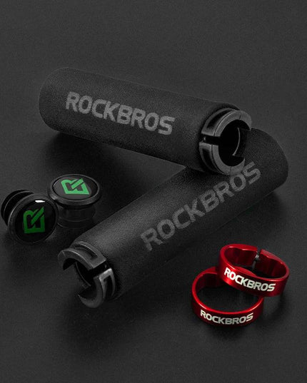 ROCKBROS Bicycle Grips MTB Silicone Sponge Handlebar Grips Anti-skid Shock-absorbing Soft Bike Grips Ultraight Cycling Handlebar