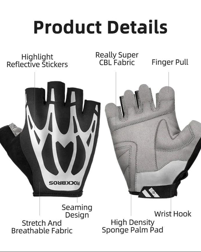 ROCKBROS Cycling Gloves Half Finger Shockproof Wear Resistant Breathable MTB Road Bicycle Gloves Men Women Sports Bike Equipment