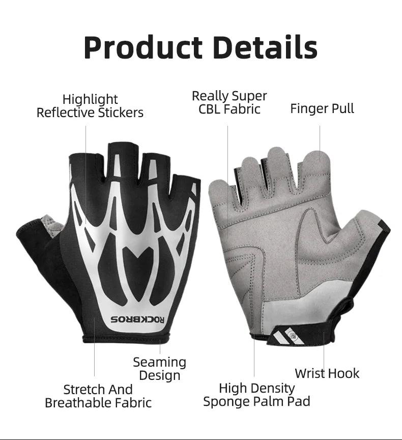 ROCKBROS Cycling Gloves Half Finger Shockproof Wear Resistant Breathable MTB Road Bicycle Gloves Men Women Sports Bike Equipment