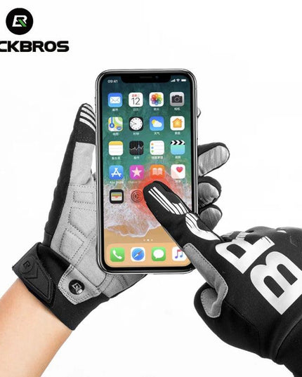 ROCKBROS Cycling Gloves Shockproof Wear Resistant SBR Men Women Full Finger Windproof Gloves Breathable Lengthen  Warm MTB Glove