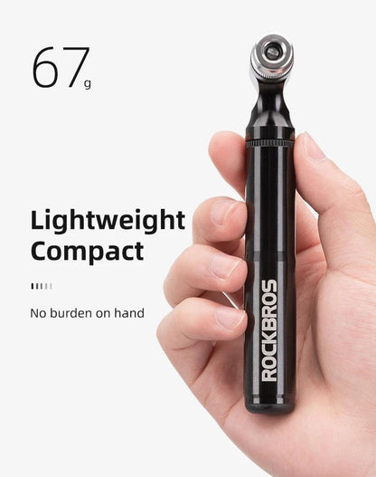 ROCKBROS Mini 130PSI Bicycle Pump Aluminum Alloy Wear-resistant Portable Drop-proof Bike Inflator For AV FV Ultralight Air Pump