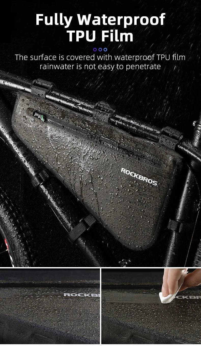 ROCKBROS Rainproof Bike Bag Large Capacity MTB Road Frame Bag Triangle Pouch Waterproof Caulking Bicycle Bag Pannier Accessories