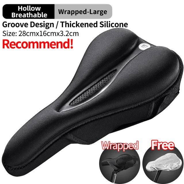 ROCKBROS Silicone Bicycle Saddle Hollow Breathable MTB Bike Seat Cushion Cover Mat Silica gel Saddle Cycling Accessories Part